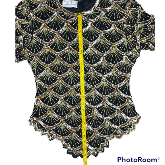 VINTAGE Designer LAWRENCE KAZAR
New York BEADED & SEQUINED TOP
Size Small Clean - Picture 5 of 8
